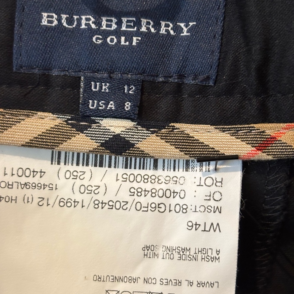 Burberry Golf Sz 8 Black Cropped Pants Nova Check Waistband - Picture 6 of 6
